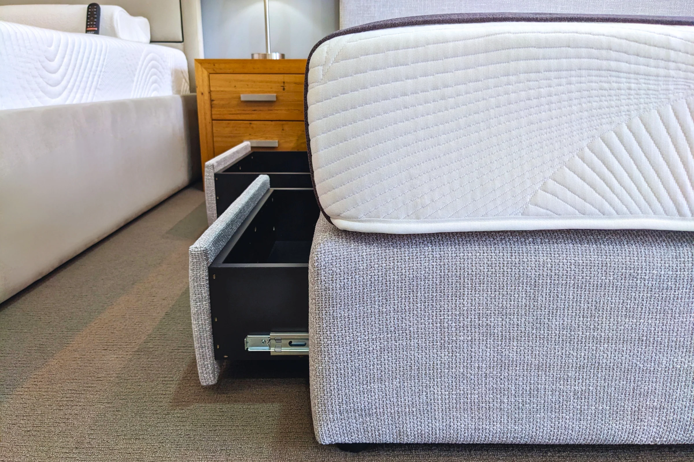 Oswin Upholstered Drawer Storage Base with Sorrento Headboard - Image 6